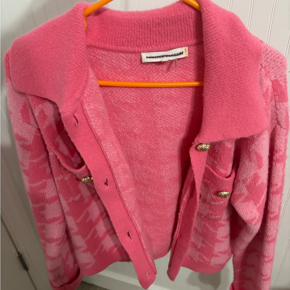 English Factory Pink Knit Cardigan